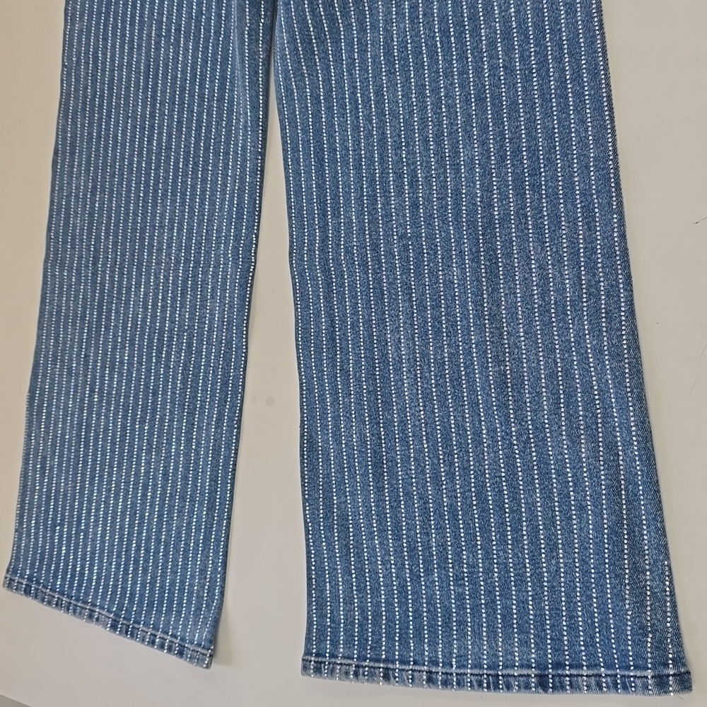 Good American GOOD EASE RELAXED DIAMOND JEANS - NWT - Size 6 - crystal pinstripe - Picture 15 of 16